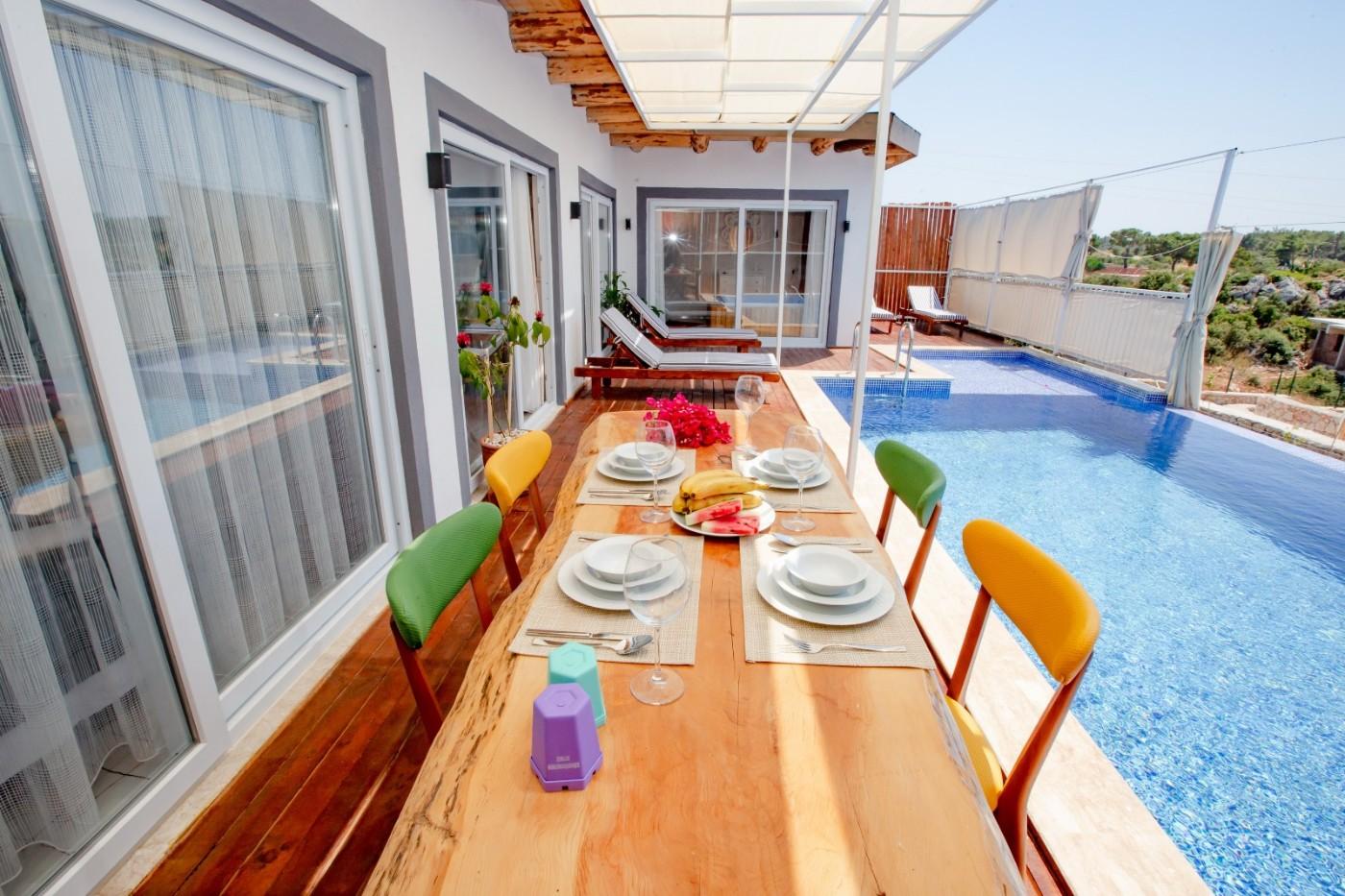 Kaş Patara'da Deniz ve Doğa Manzaralı, Jakuzili, Şık Villa-12349