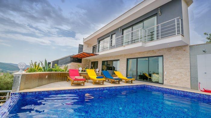 Kaş İslamlar'da Deniz ve Doğa Manzaralı, Özel Havuzlu, Kiralık Villa-22409