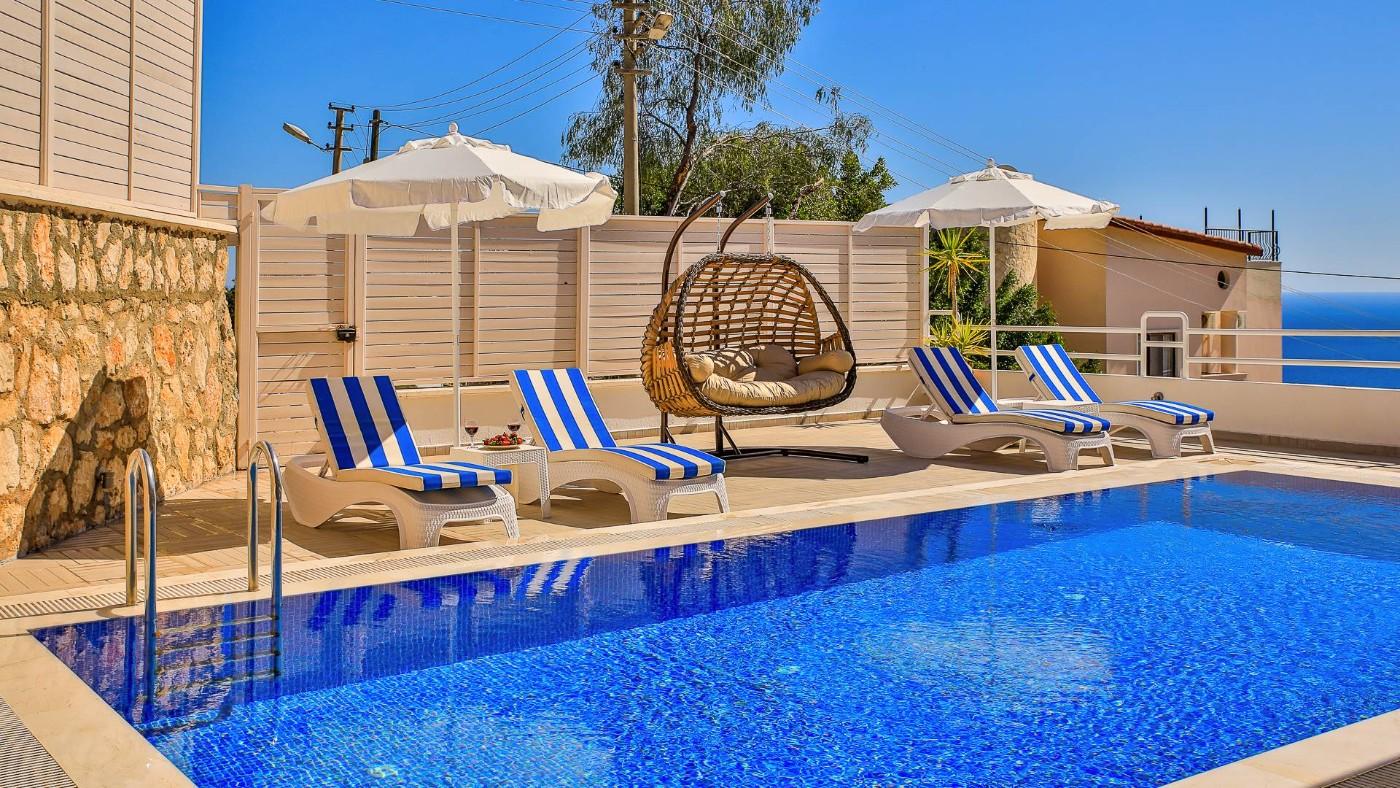 Kalkan Merkez'de Enfes Deniz Manzaralı, Özel Havuzlu, Yazlık Villa-22120