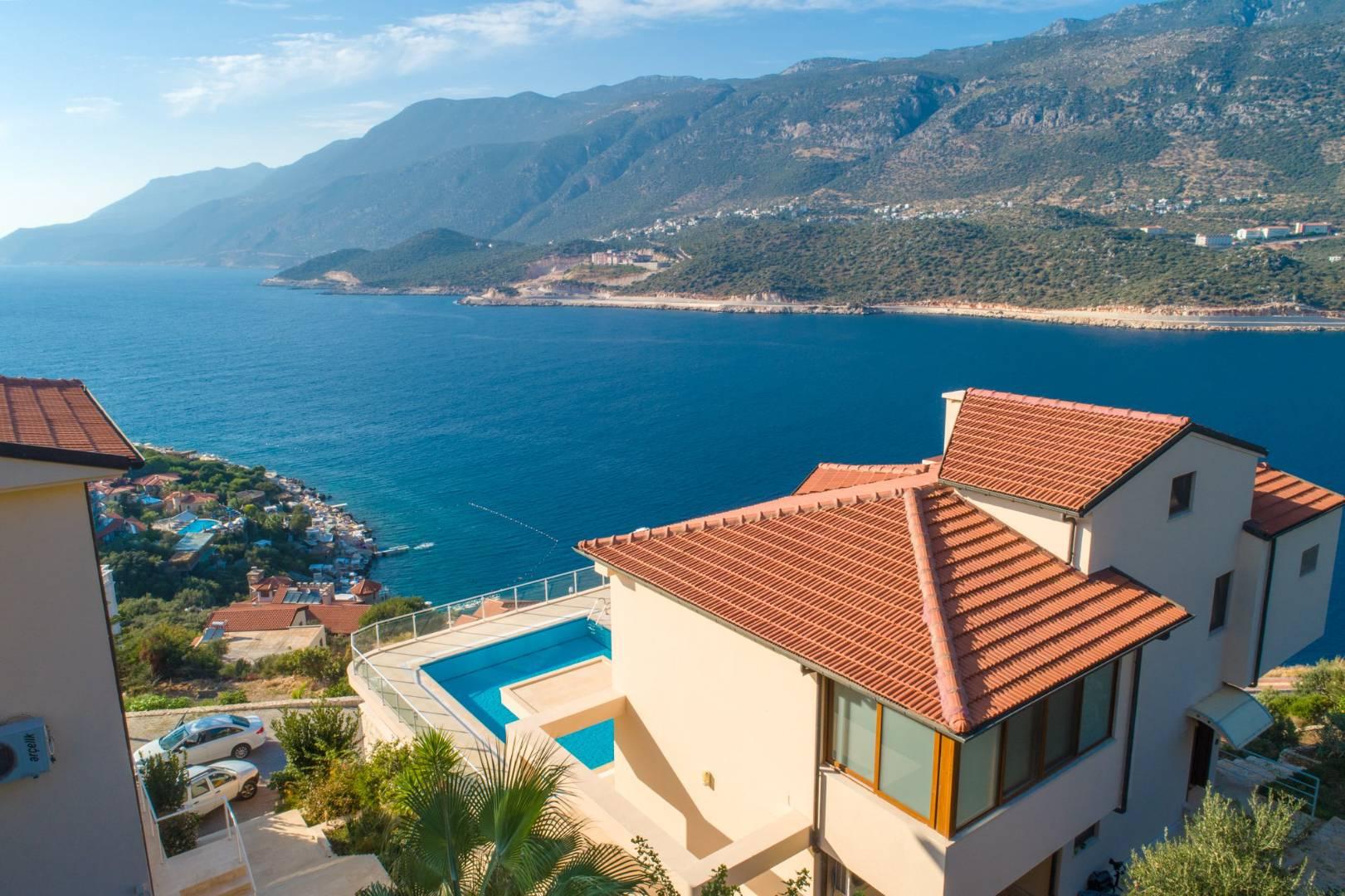 Kaş Andifli'de Deniz Manzaralı, Özel Havuzlu, 2+1 Kiralık Villa-27701