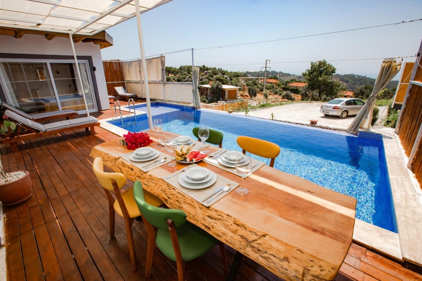 Kaş Patara'da Deniz ve Doğa Manzaralı, Jakuzili, Şık Villa-12349