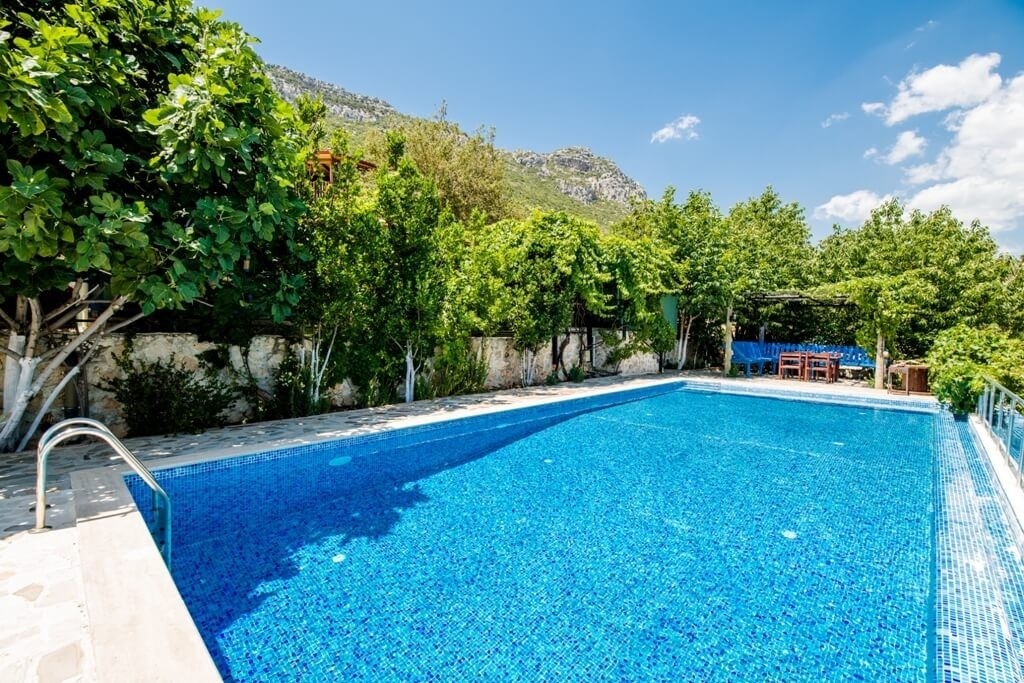 Kaş Bezirgan'da Doğa ile Baş Başa, Bahçe ve Köy Manzaralı, Şık Villa