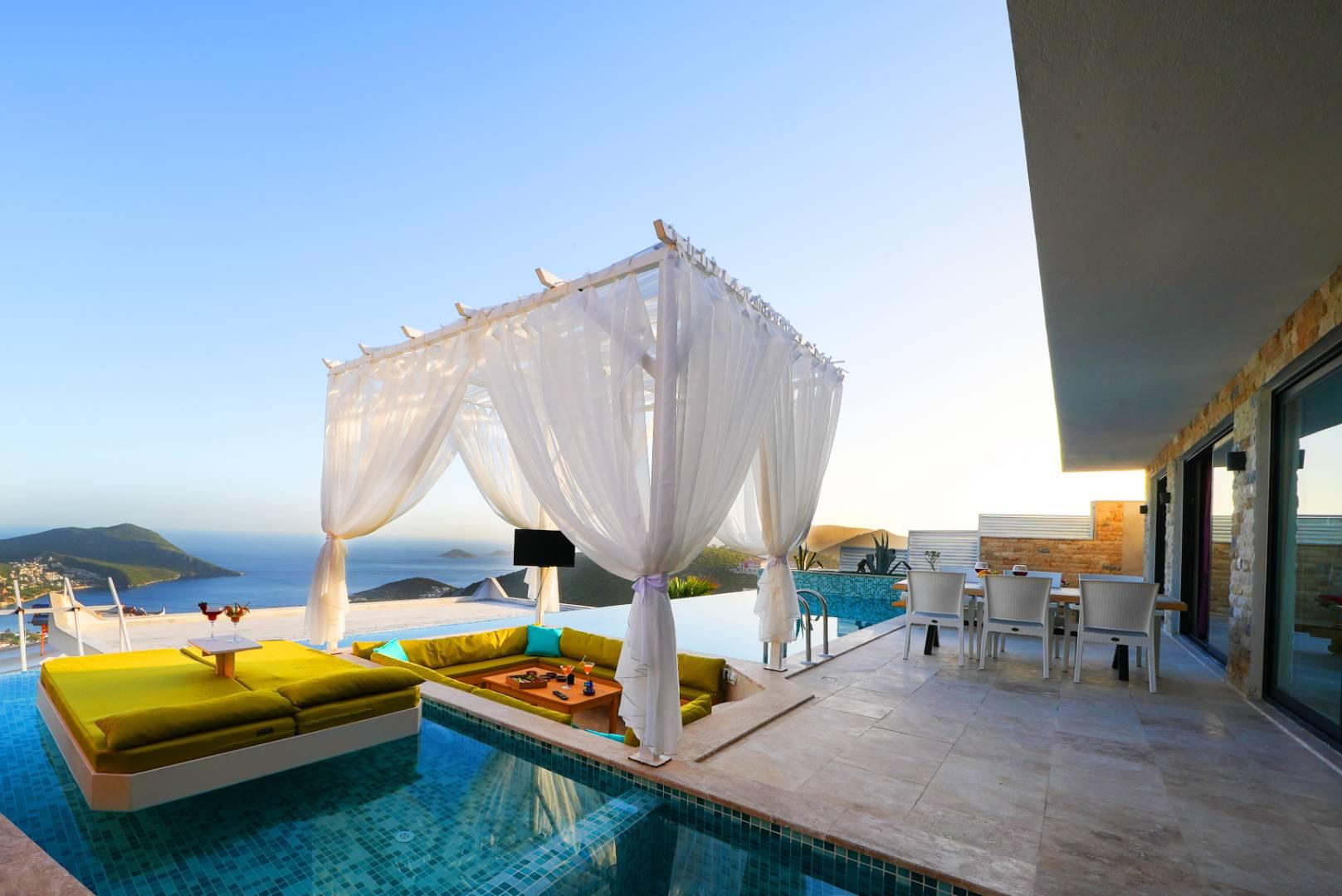 Kaş İslamlar'da Deniz Manzaralı, Özel Havuzlu, Jakuzili, Kiralık Villa-26646