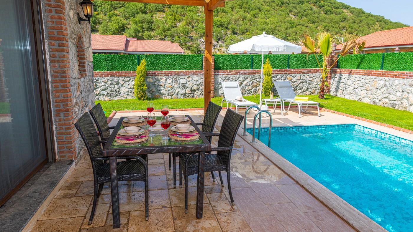 Fethiye Kayaköy'de Müthiş Doğada, Özel Havuzlu, Modern Kiralık Villa-21039