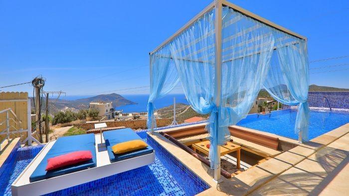 Kaş İslamlar'da Doğa ve Deniz Manzaralı, Özel Havuzlu, Kiralık Villa-22408