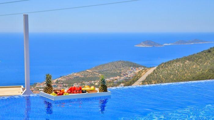 Kaş İslamlar'da Doğa ve Deniz Manzaralı, Özel Havuzlu, Kiralık Villa-22408