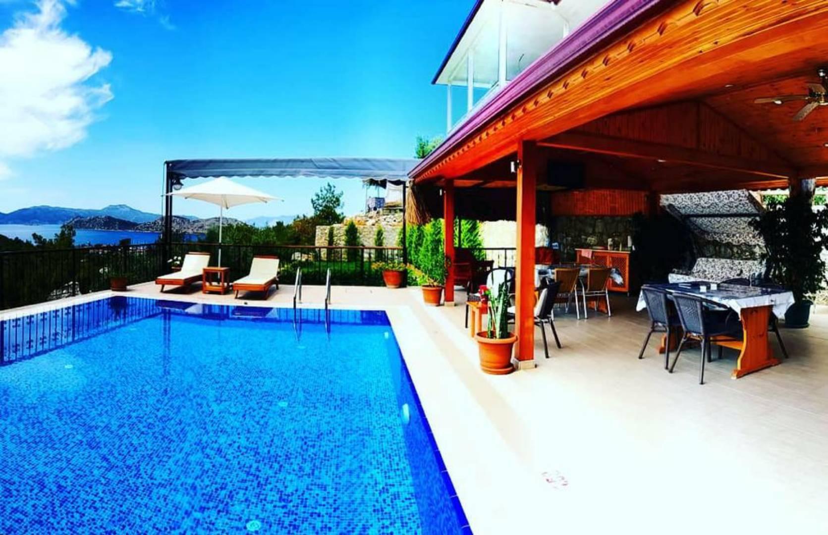 Marmaris Söğüt'te Deniz ve Doğa Manzaralı, Özel Havuzlu, Kiralık Villa-27511