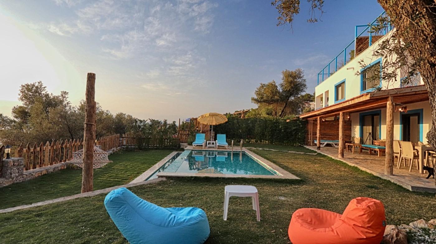 Fethiye Faralya'da Muhteşem Deniz Manzaralı, Özel Havuzlu, İkiz Villa-19543