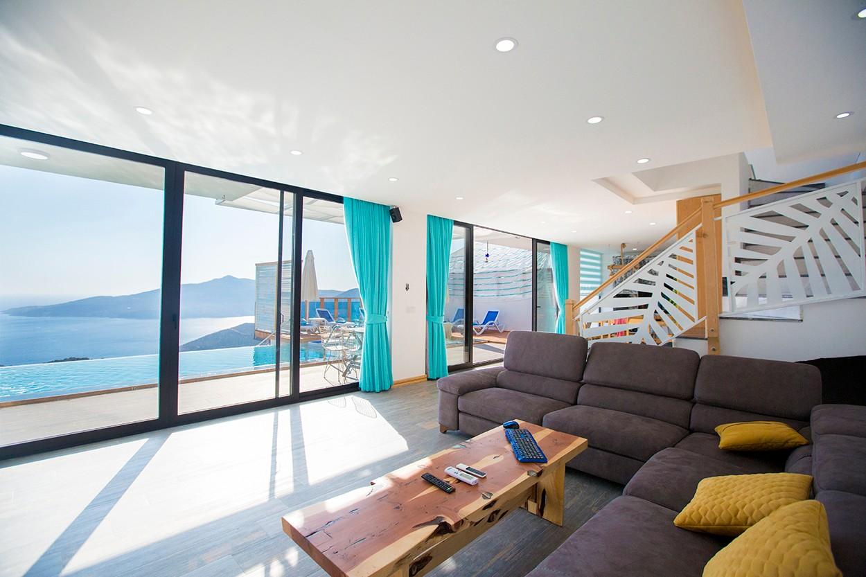 Kalkan Kördere'de Deniz Manzaralı, Özel Havuzlu, Hamamlı Villa-13557
