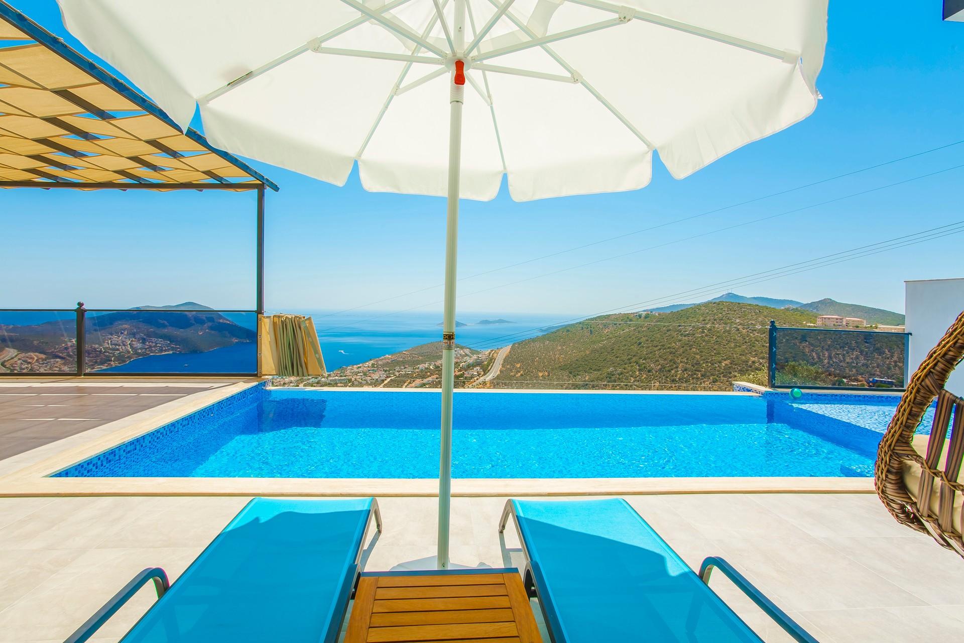 Kalkan Akbel'de Eşsiz Deniz Manzaralı, Sonsuzluk Havuzlu, Şık Villa-23127