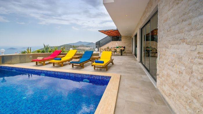 Kaş İslamlar'da Deniz ve Doğa Manzaralı, Özel Havuzlu, Kiralık Villa-22409
