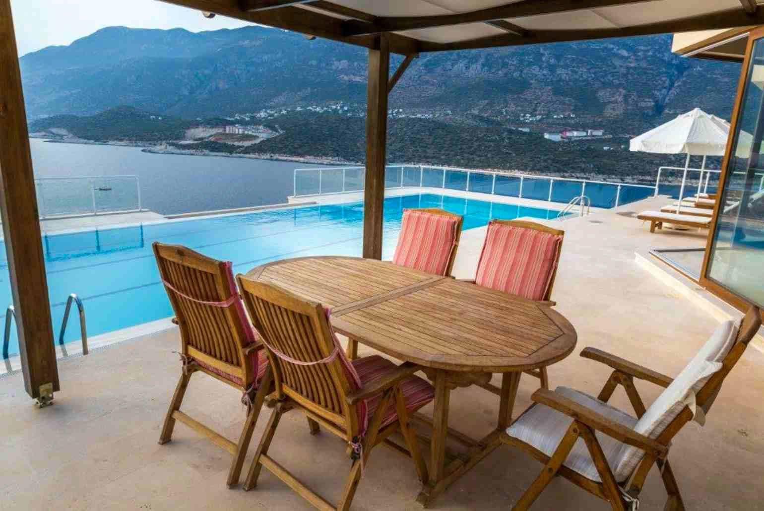 Kaş Andifli'de Enfes Deniz Manzaralı, Olimpik Havuzlu, Kiralık Villa-27697