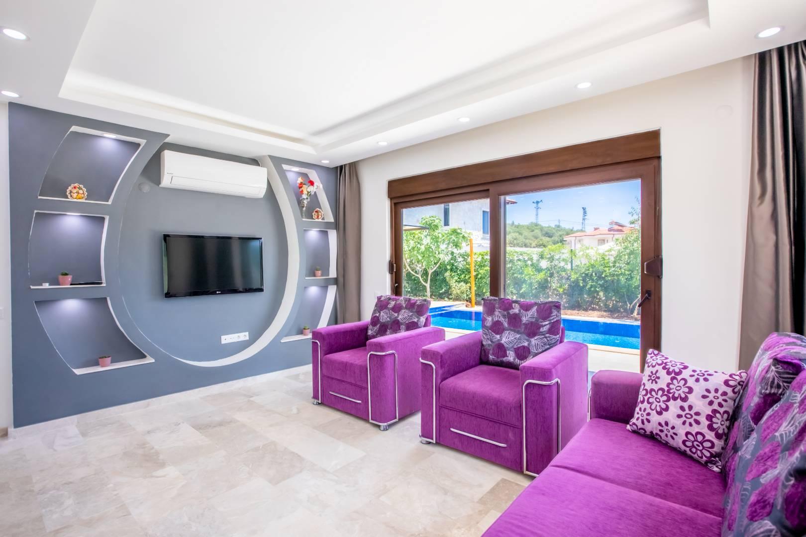 Kaş Andifli'de Özel Havuzlu, Jakuzili, 2+1 Kiralık Modern Villa-28441