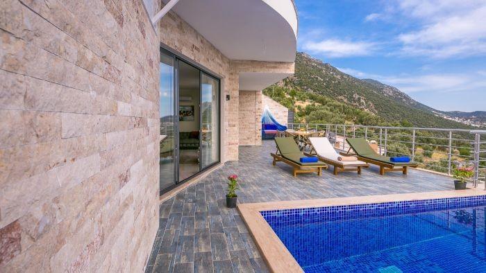 Kaş İslamlar'da Eşsiz Deniz Manzaralı, Özel Havuzlu, Jakuzili Villa-22405