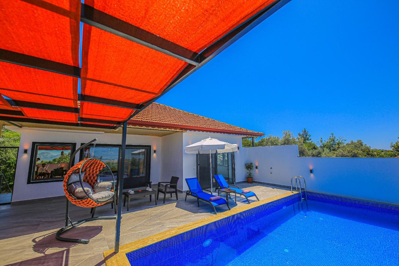 Kalkan Üzümlü'de Mükemmel Doğa Manzaralı, Özel Havuzlu, Kiralık Villa-21024