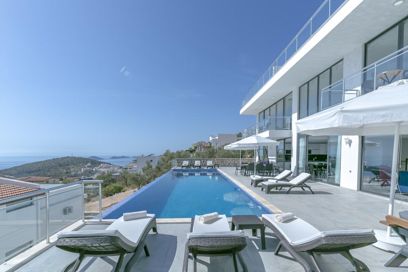 Kalkan'da Deniz ve Doğa Manzaralı, Sonsuzluk Havuzlu, Jakuzili Villa-20740