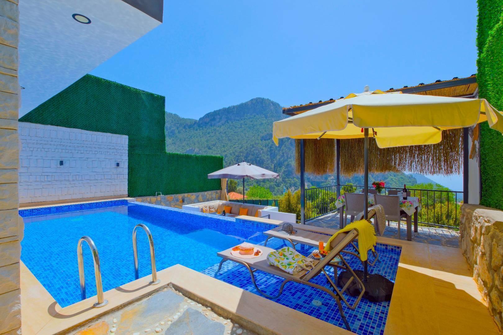 Fethiye Karaağaç'ta Deniz Manzaralı, Özel Havuzlu, Şık Kiralık Villa-22074