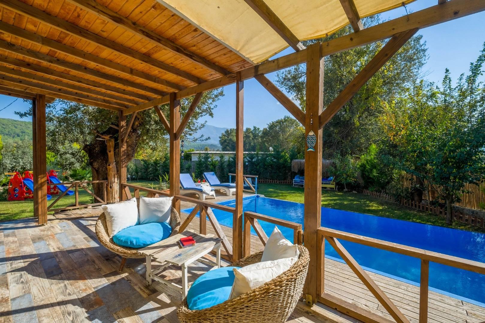Fethiye Kayaköy'de Doğa Manzaralı, Özel Havuzlu, Kiralık Villa-26238