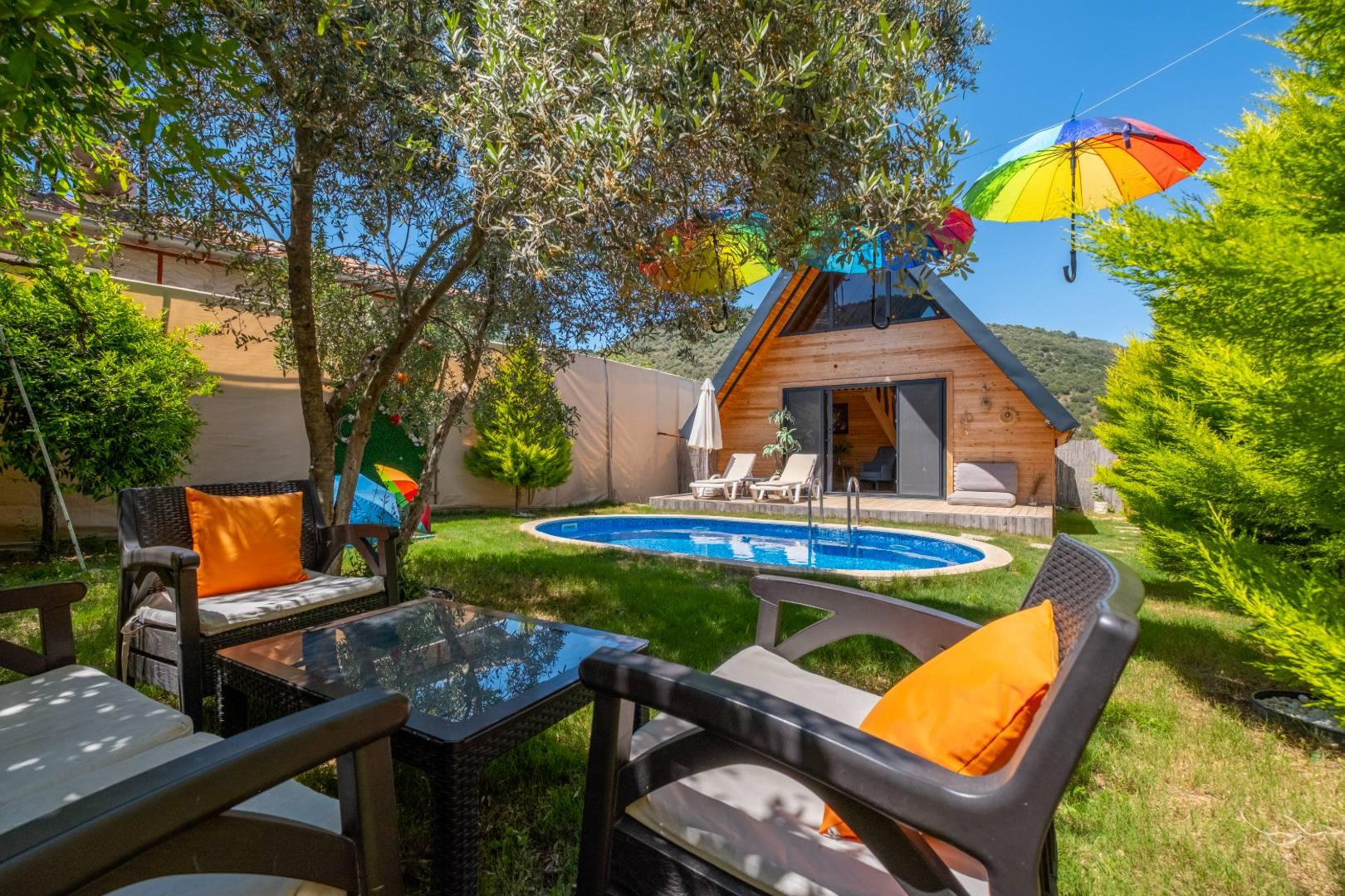 Fethiye Kayaköy'de Huzurlu Doğada, Özel Havuzlu, 4 Kişilik Bungalov-33847