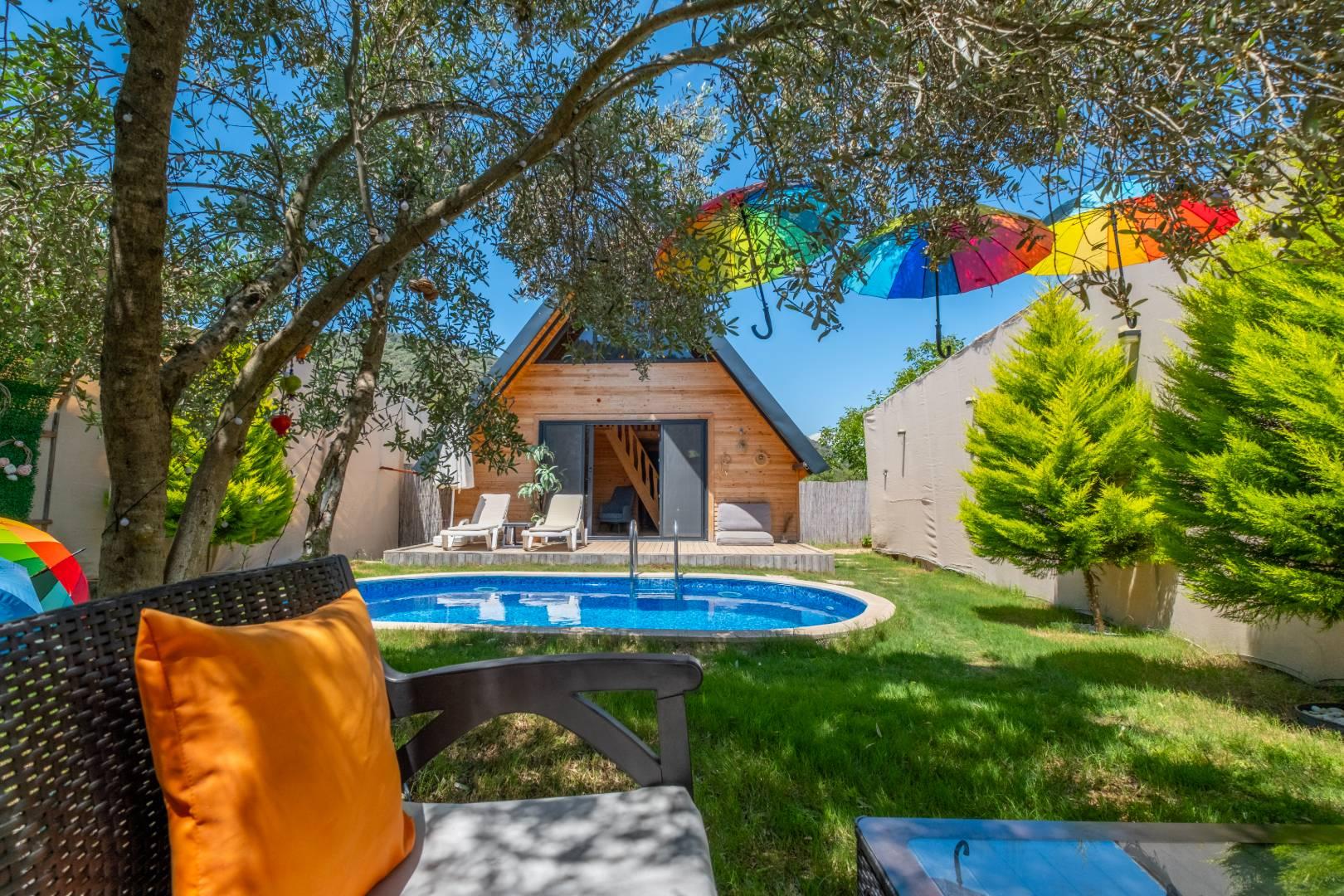 Fethiye Kayaköy'de Huzurlu Doğada, Özel Havuzlu, 4 Kişilik Bungalov-33847