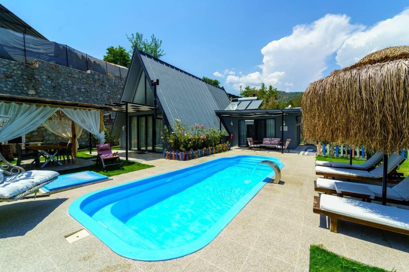 Fethiye Çenger'de Muhteşem Doğada, Özel Havuzlu, Modern Bungalov-41541