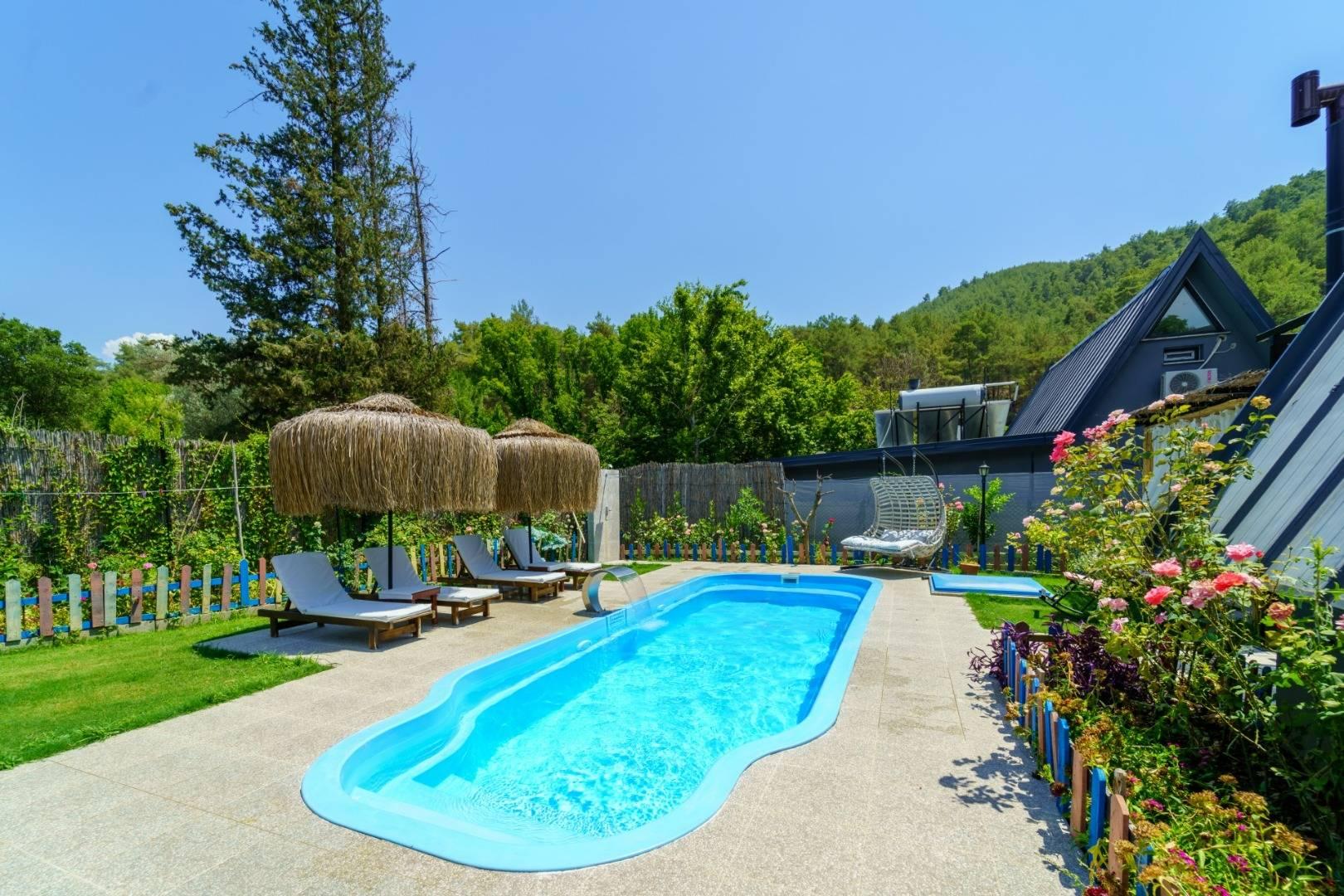 Fethiye Çenger'de Muhteşem Doğada, Özel Havuzlu, Modern Bungalov-41541