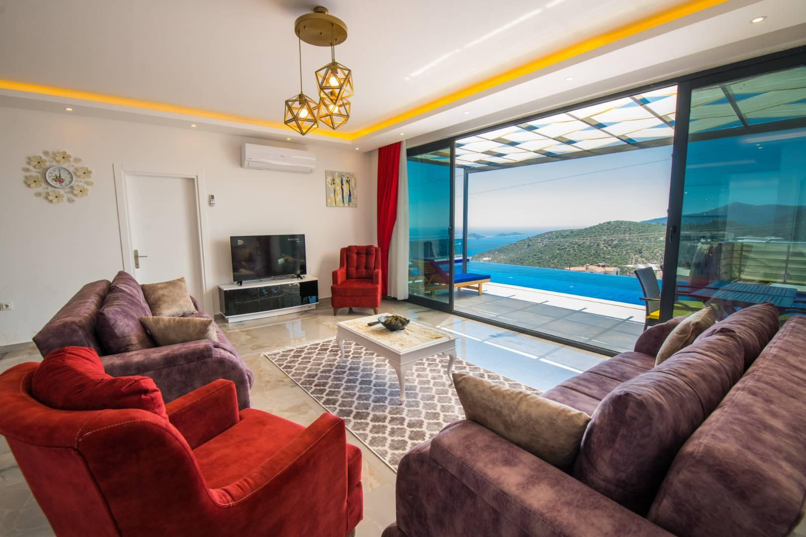 Kaş İslamlar'da Muhteşem Deniz Manzaralı, Özel Havuzlu, Jakuzili Villa-42503