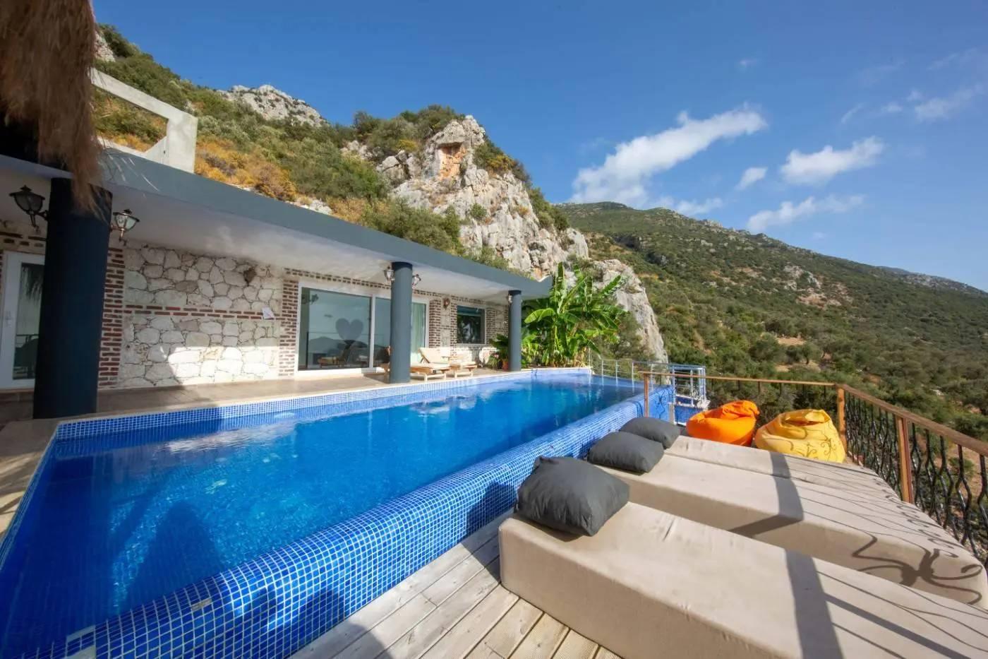 Kalkan Akbel'de Muhteşem Deniz Manzaralı, Özel Havuzlu, 3+1 Villa-43645