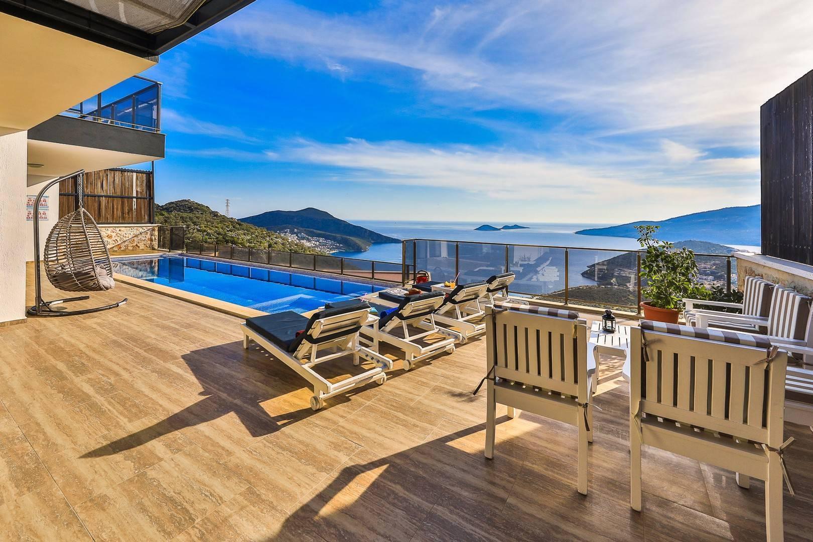 Kaş Kalkan'da Deniz Manzaralı, Özel Havuzlu, Konforlu Şık Villa-40969