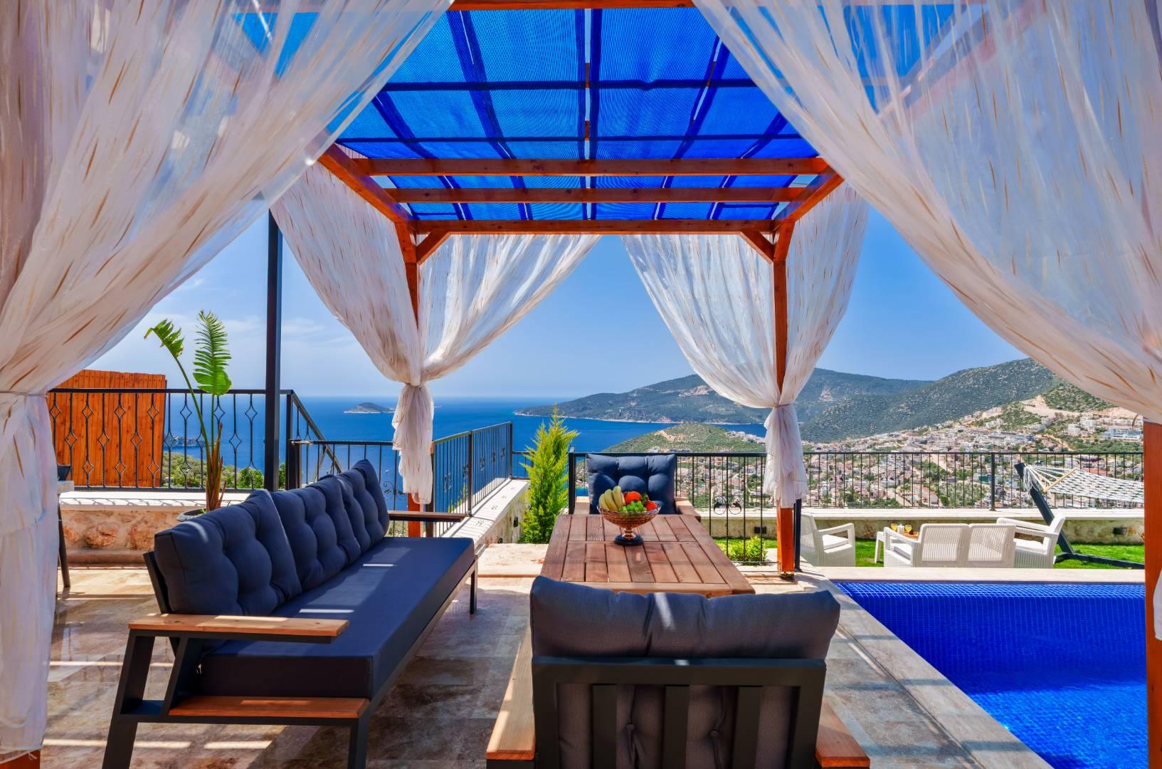 Kalkan Kördere'de Deniz Manzaralı, Özel Havuzlu, 5 Kişilik Villa-20646