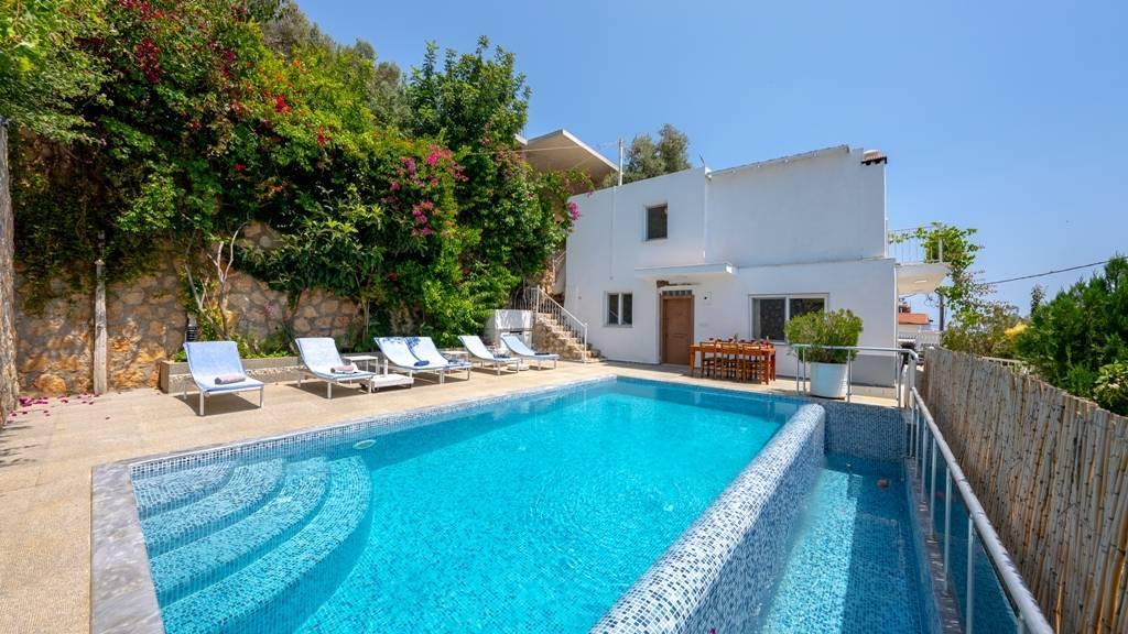 Kaş Bezirgan'da Doğa ve Deniz Manzaralı, Özel Havuzlu, Kiralık Villa-12922