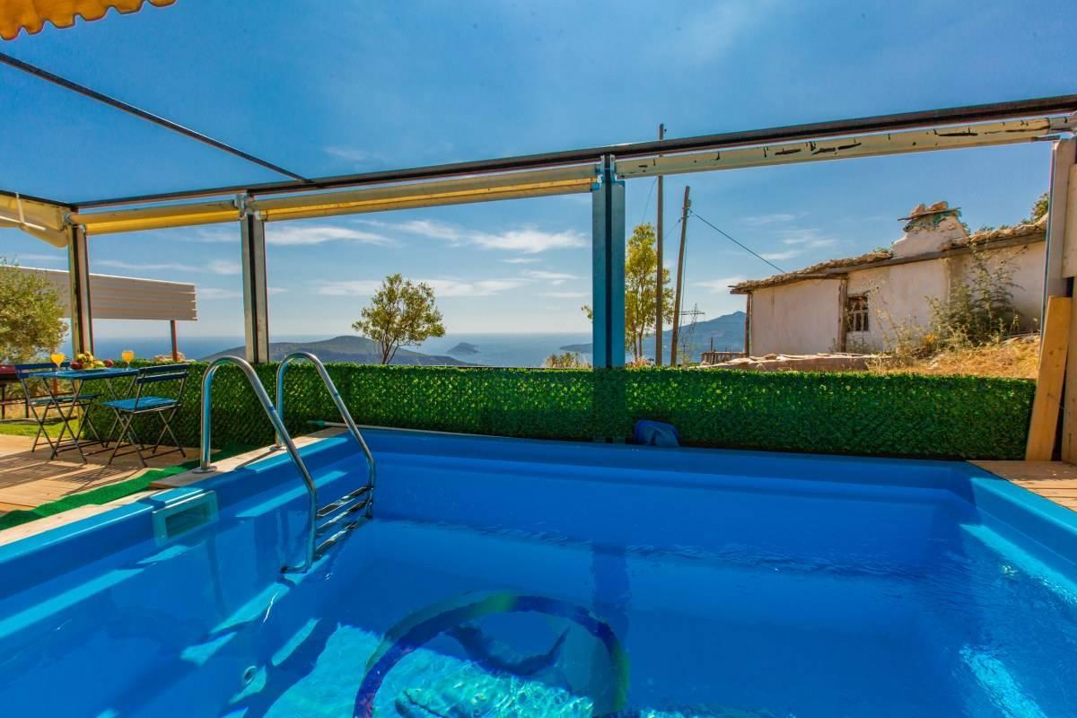 Kaş Bezirgan'da Panoramik Deniz Manzaralı, Özel Havuzlu, Kiralık Villa-35487