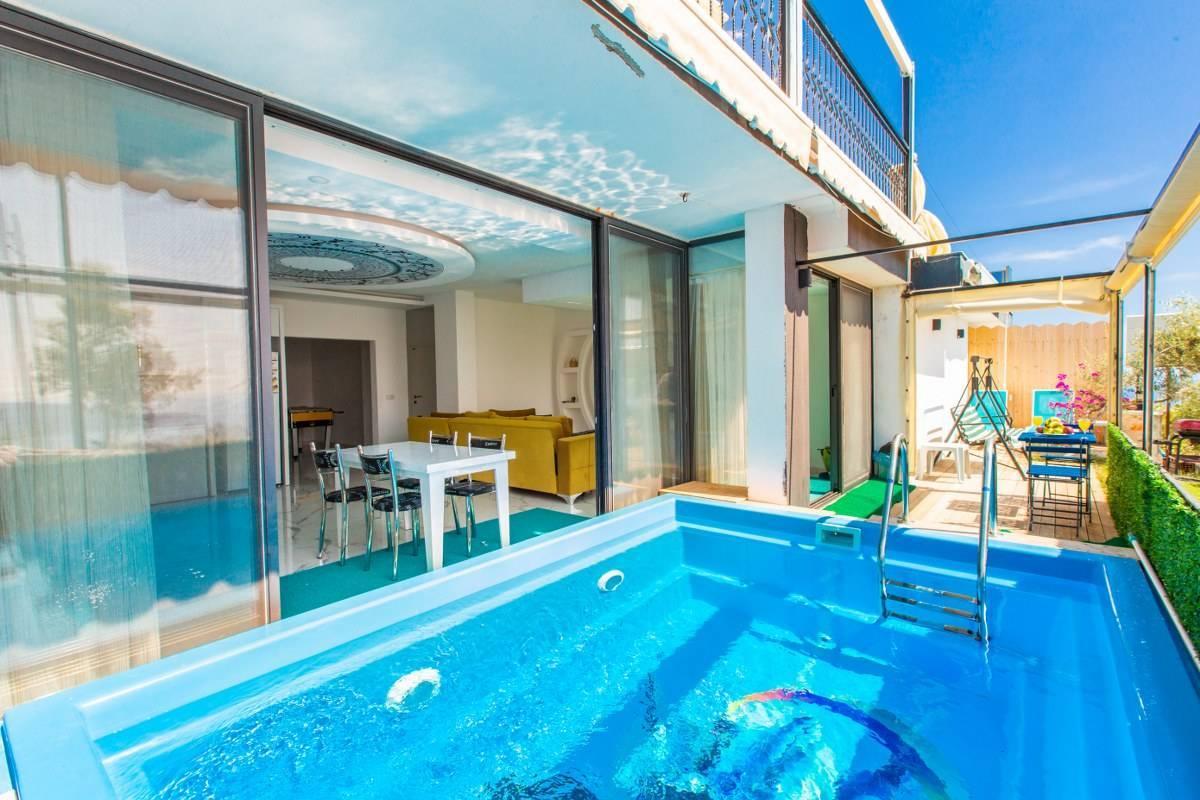 Kaş Bezirgan'da Panoramik Deniz Manzaralı, Özel Havuzlu, Kiralık Villa-35487