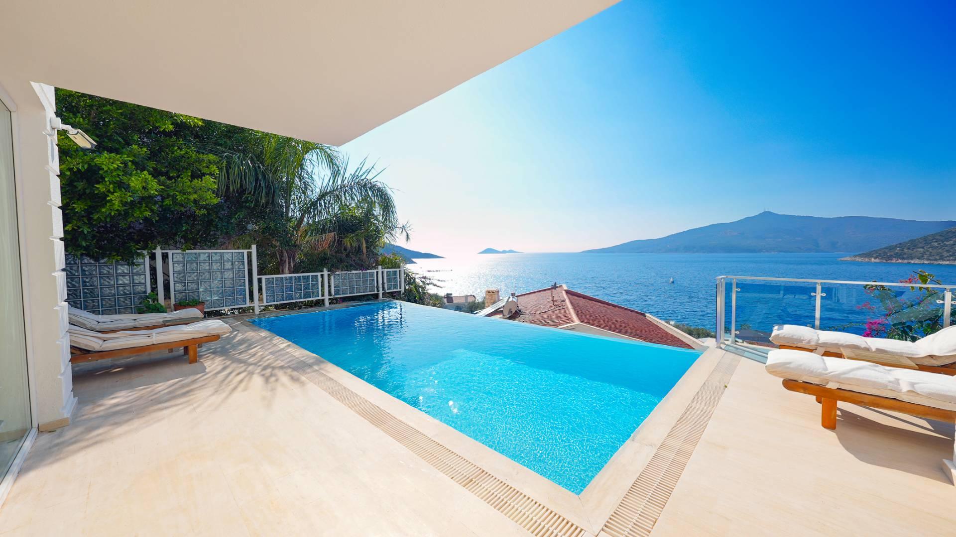 Kaş Kalkan'da Harika Deniz Manzaralı, Sonsuzluk Havuzlu, 3+1 Villa-41731
