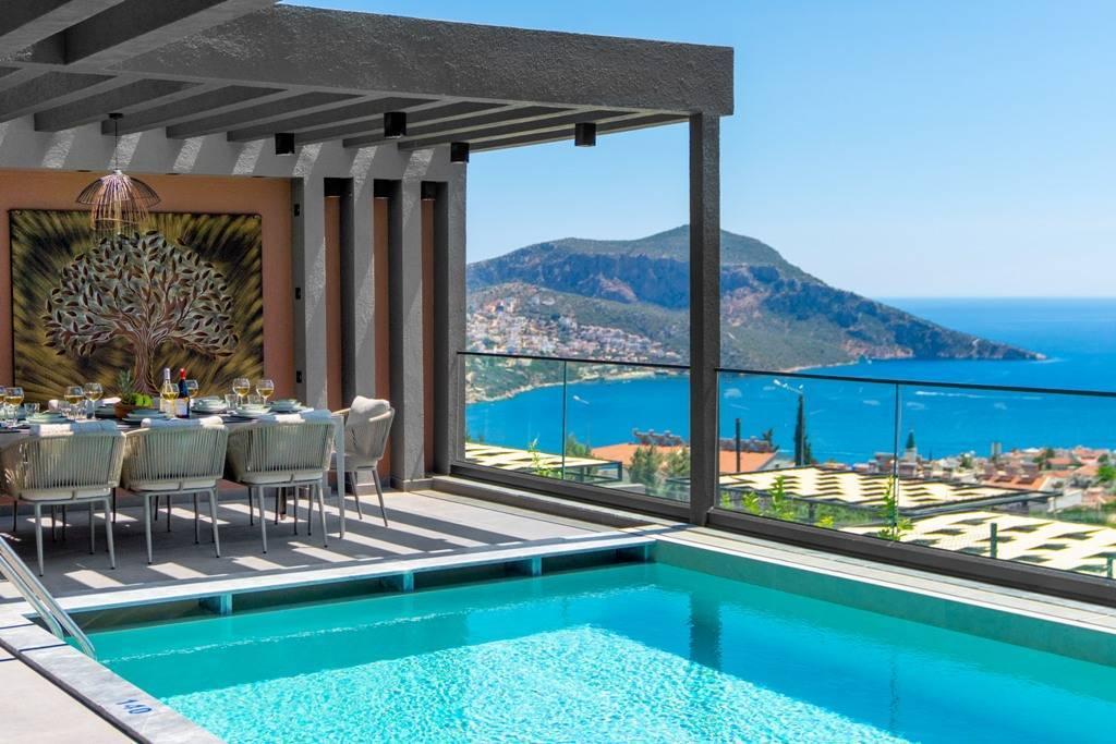 Kaş Kalkan'da Deniz Manzaralı, Özel Havuzlu, Jakuzili, Modern Villa-14970