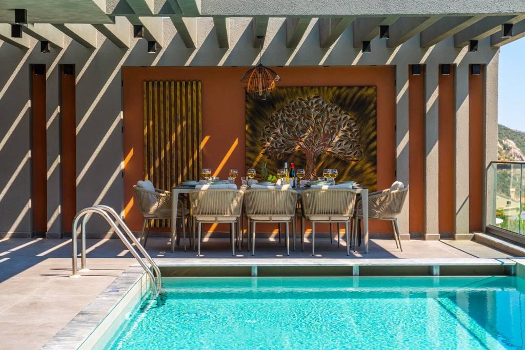 Kaş Kalkan'da Deniz Manzaralı, Özel Havuzlu, Jakuzili, Modern Villa-14970