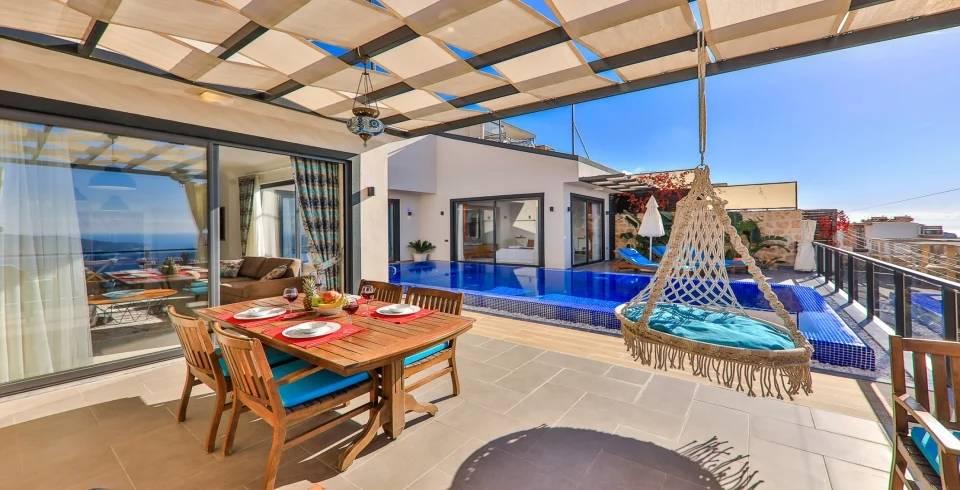Kaş Bezirgan'da Muhteşem Deniz Manzaralı, Özel Havuzlu, 2+1, Şık Villa-40116