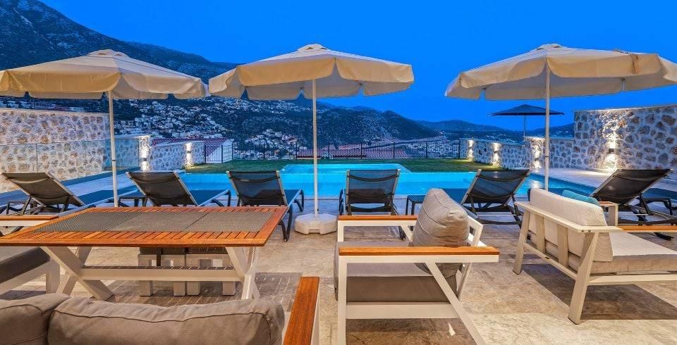Kaş Kalkan'da Muhteşem Manzaralı, Özel Havuzlu, 12 Kişilik, Lüks Villa-40404