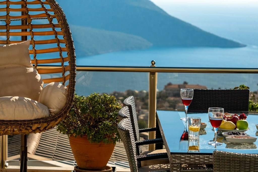 Kalkan'da Müthiş Deniz ve Şehir Manzaralı, Jakuzili, Kiralık Villa-14167