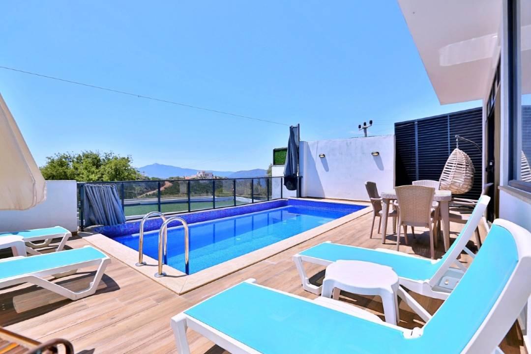 Kaş Bezirgan'da Doğa Manzaralı, Özel Havuzlu, Jakuzili Villa-43648
