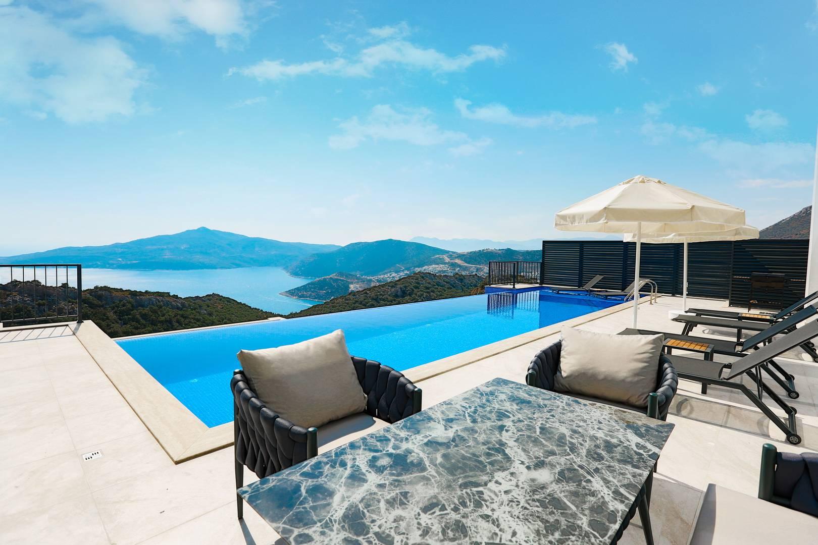 Kaş Bezirgan'da Enfes Deniz Manzaralı, Sonsuzluk Havuzlu, Lüks Villa-43522