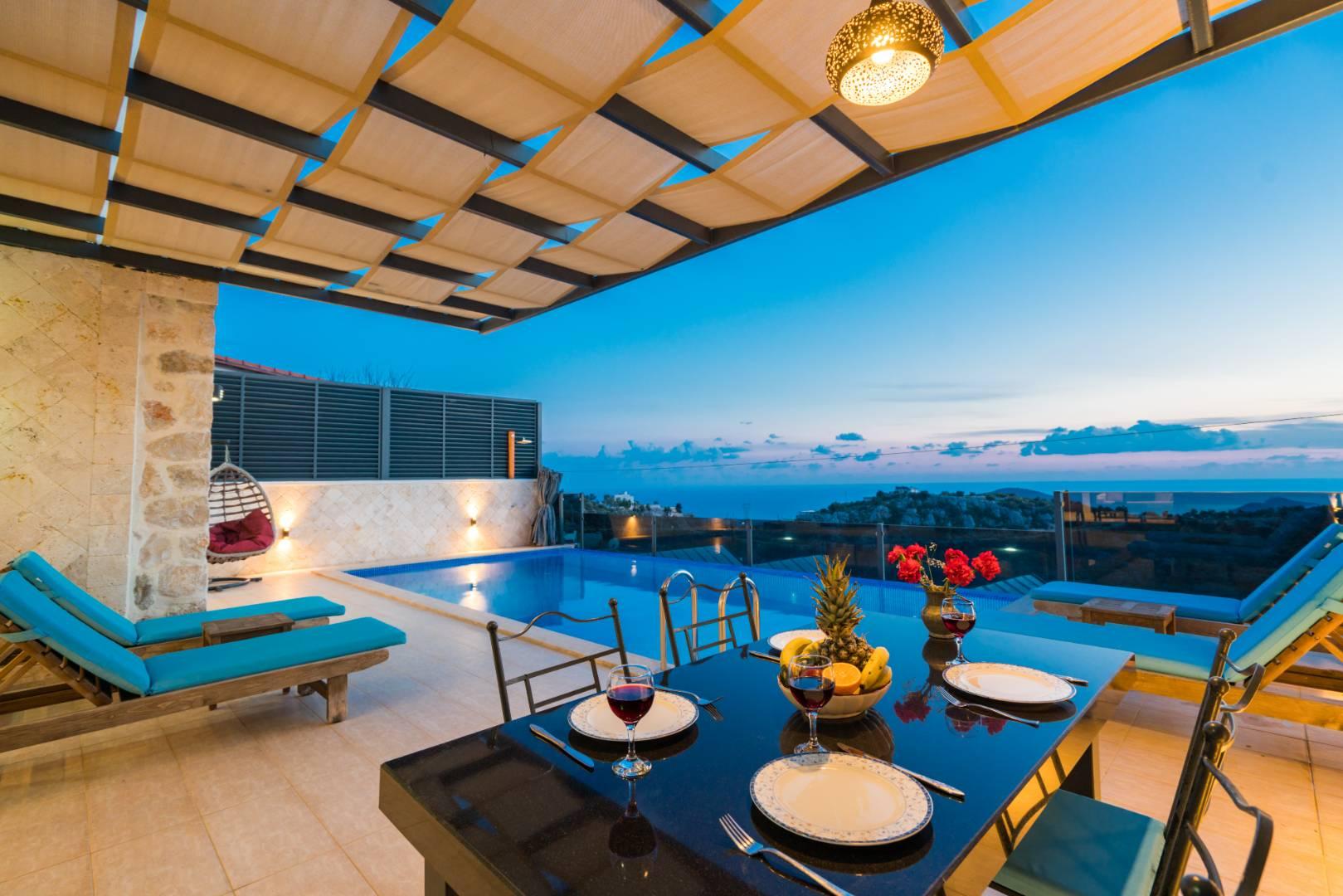 Kaş Bezirgan'da Mükemmel Deniz Manzaralı, Özel Havuzlu, 2+1 Villa-43685