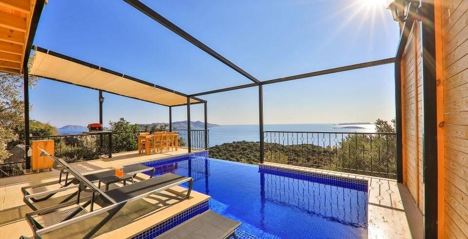 Kaş Gökseki'de Enfes Deniz Manzaralı, Özel Havuzlu, Kiralık Villa-41355