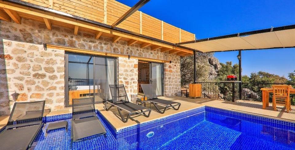 Kaş Gökseki'de Enfes Deniz Manzaralı, Özel Havuzlu, Kiralık Villa-41355
