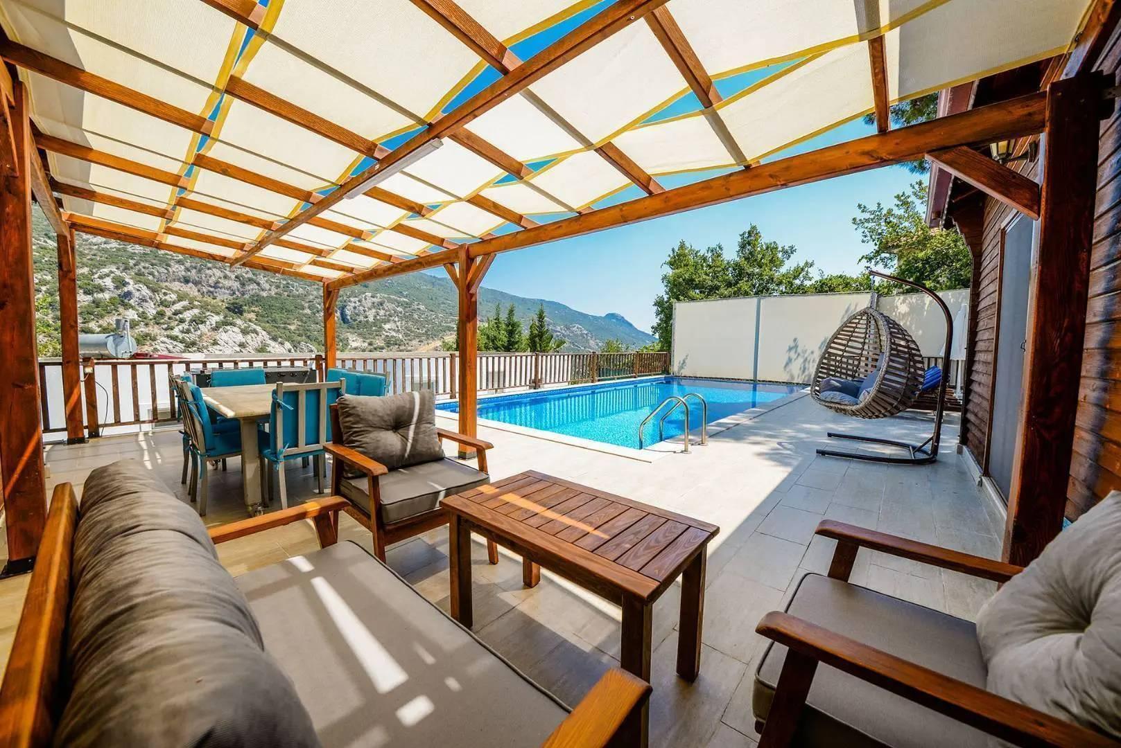 Kaş İslamlar'da Doğa Manzaralı, Özel Havuzlu, Ahşap Villa-43140