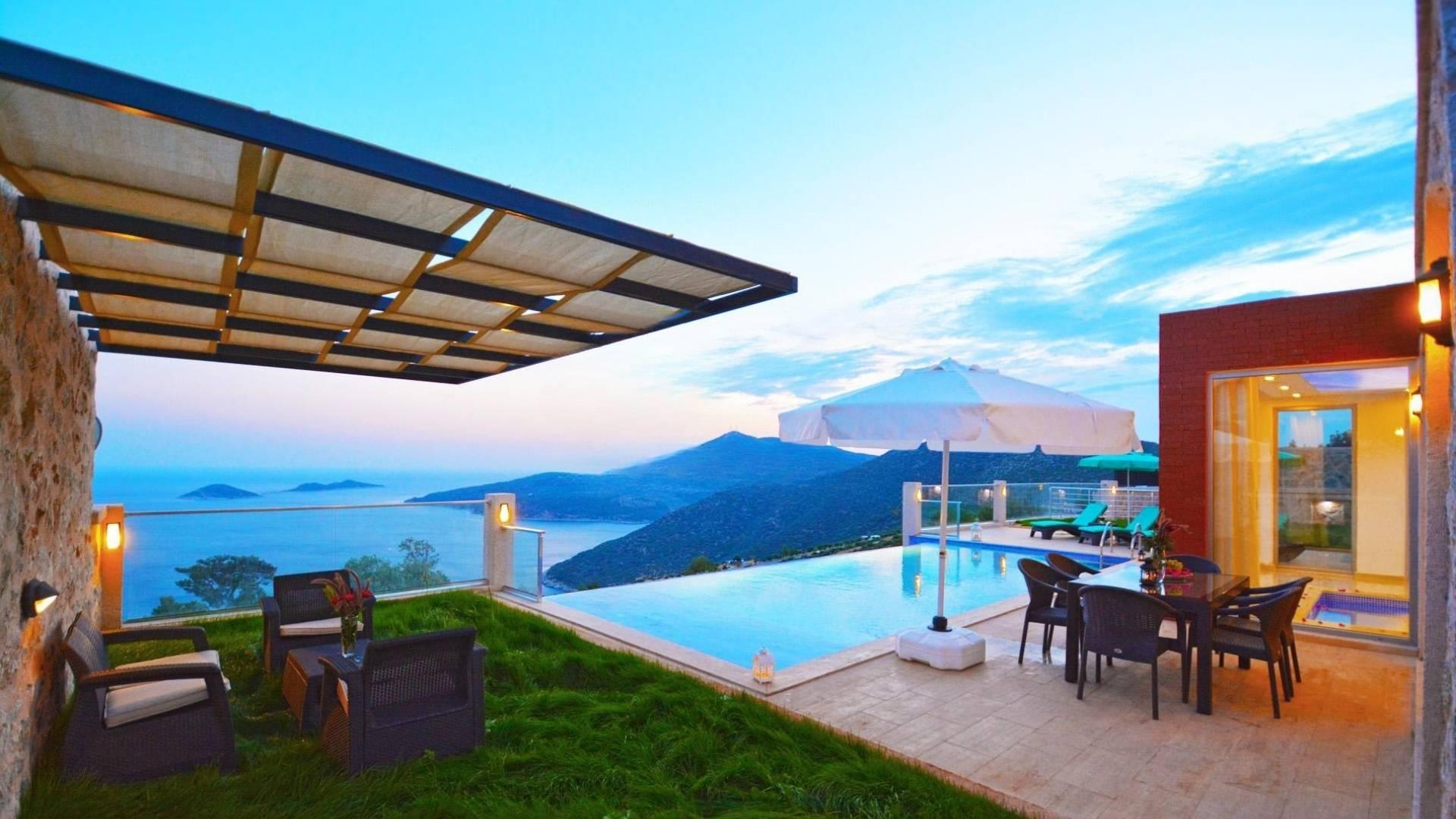 Kaş Kalkan'da Büyüleyici Deniz Manzaralı, Özel Havuzlu, Hamamlı Villa-41407