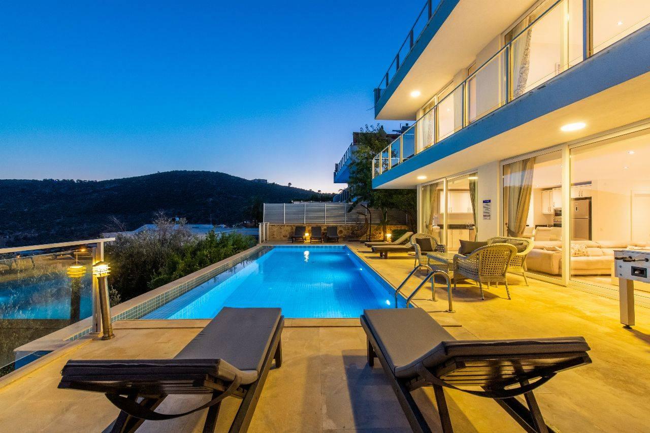 Kaş Kalkan'da Deniz Manzaralı, Özel Havuzlu, 10 Kişilik Villa-43136