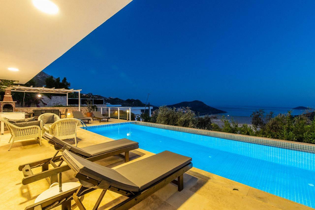 Kaş Kalkan'da Deniz Manzaralı, Özel Havuzlu, 10 Kişilik Villa-43136