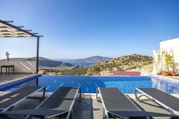 Kaş Kalkan'da Deniz Manzaralı, Özel Havuzlu, Jakuzili Villa-43465