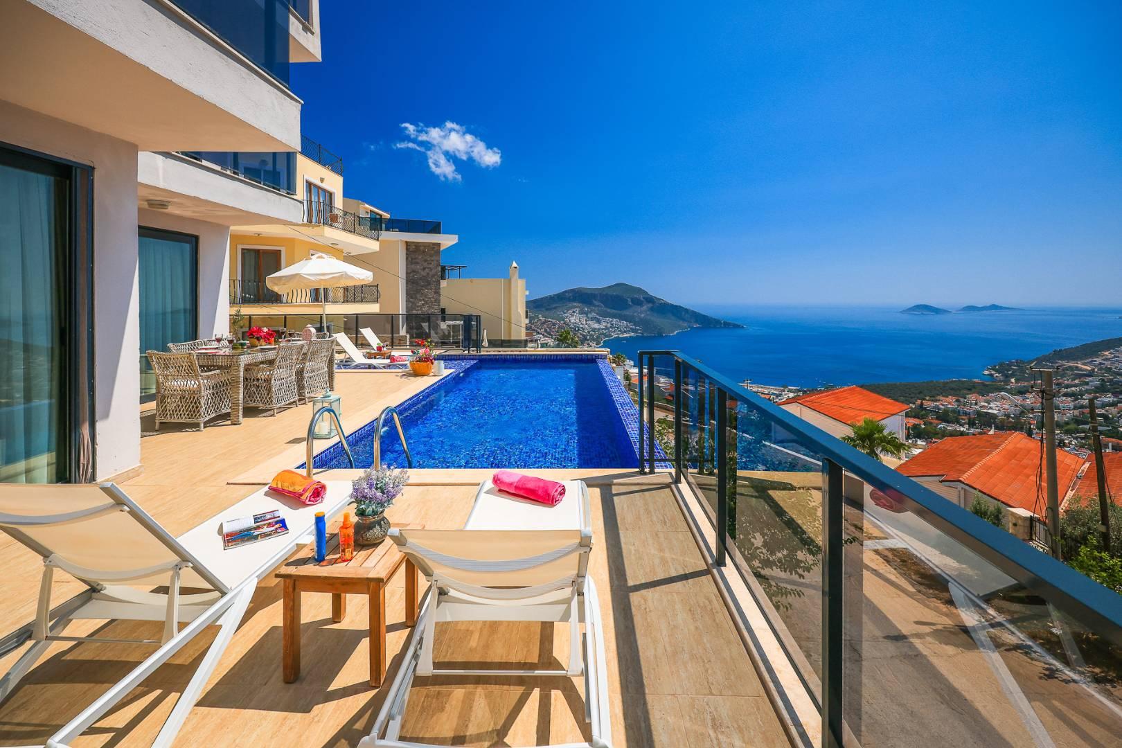 Kaş Kalkan'da Merkezi Konumda, Özel Havuzlu, Kiralık Villa-43832